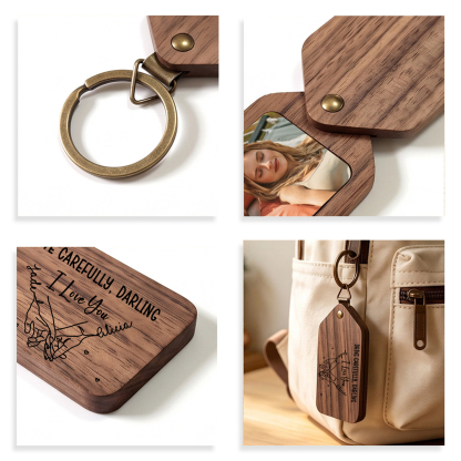 Personalized Wooden Pinky Promise Photo Keychain
