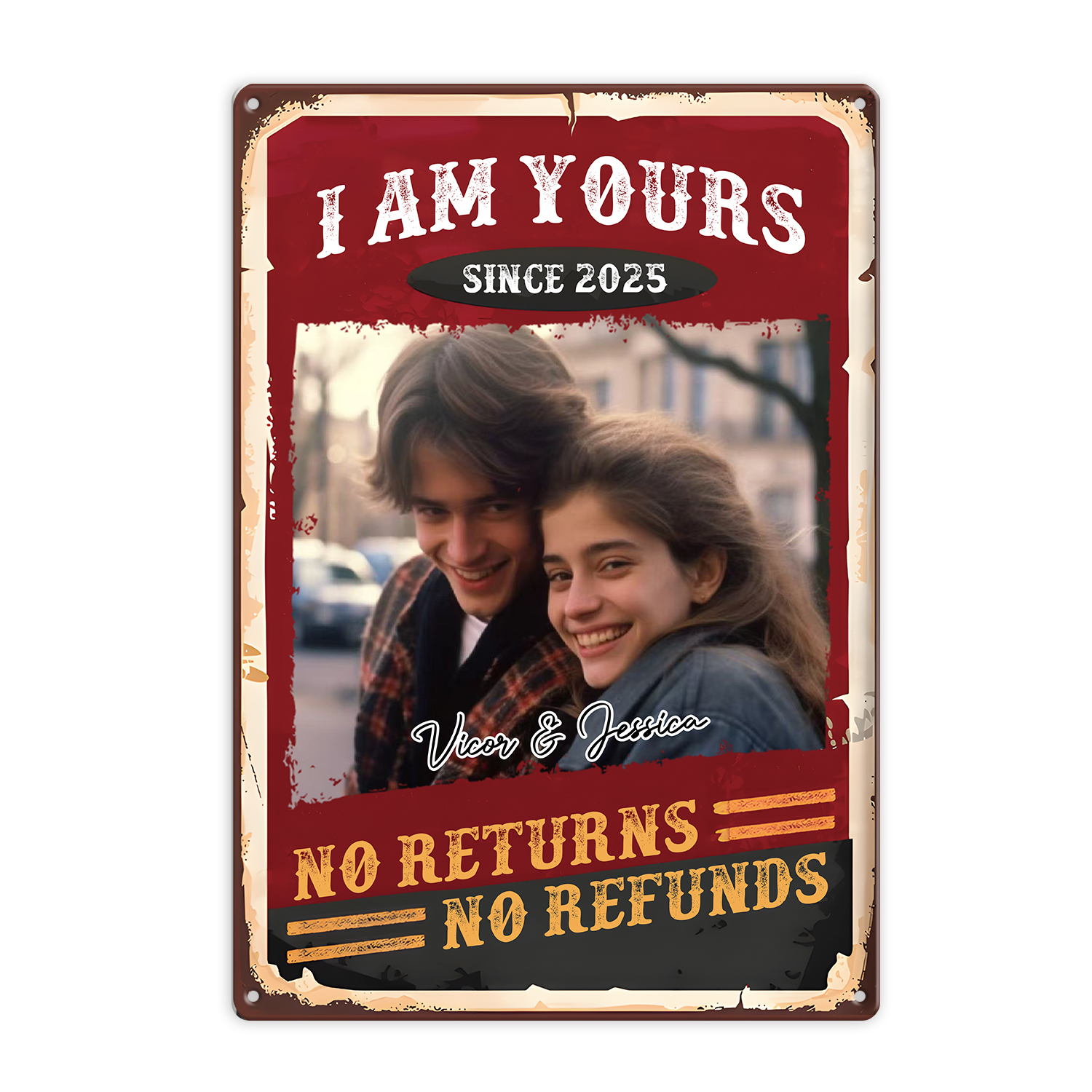 Personalized Metal Plaque for Couples with 2 Names and Year Romantic Wall Decoration