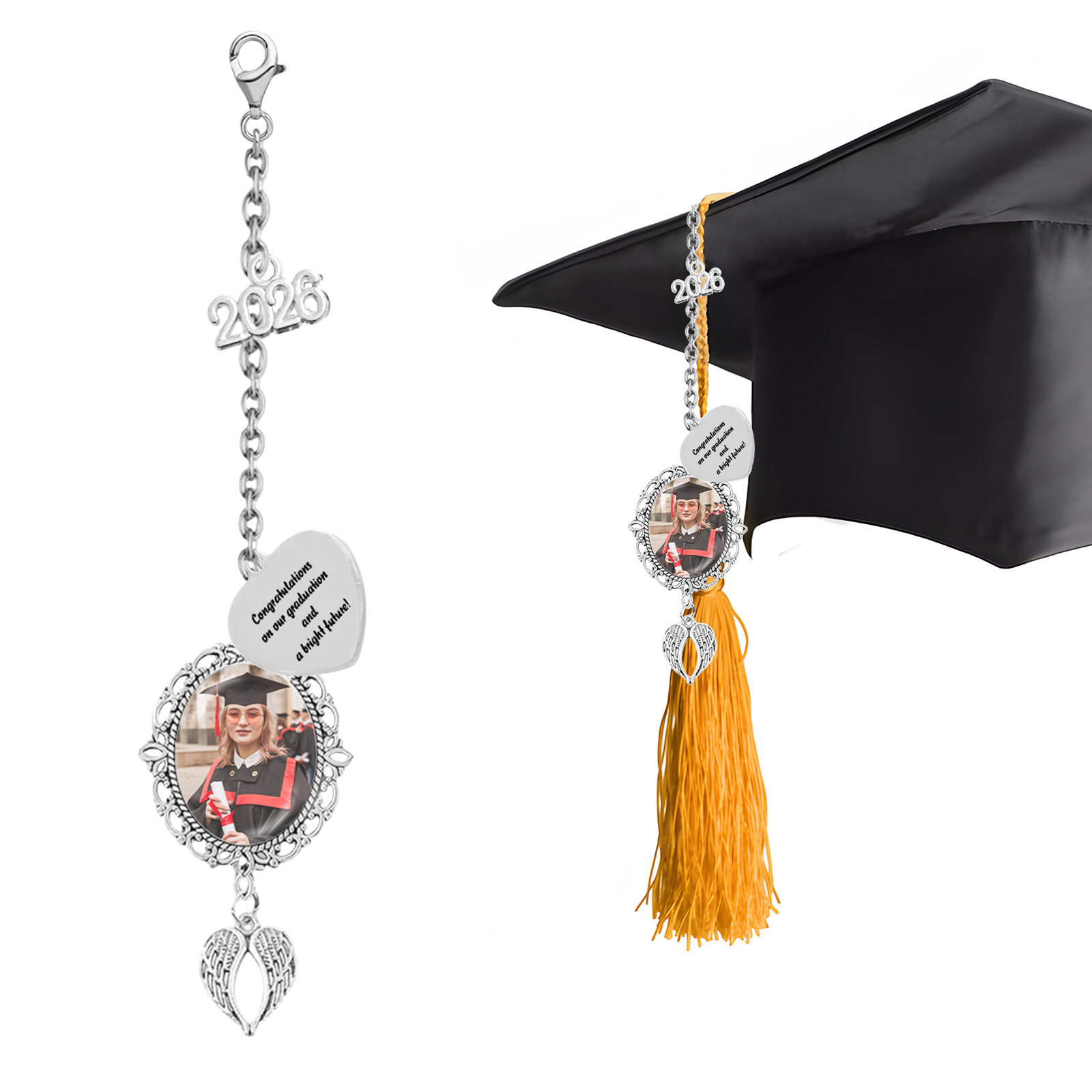 Custom Photo Graduation Tassel Charm 2026 Memorial Grad Cap Charm