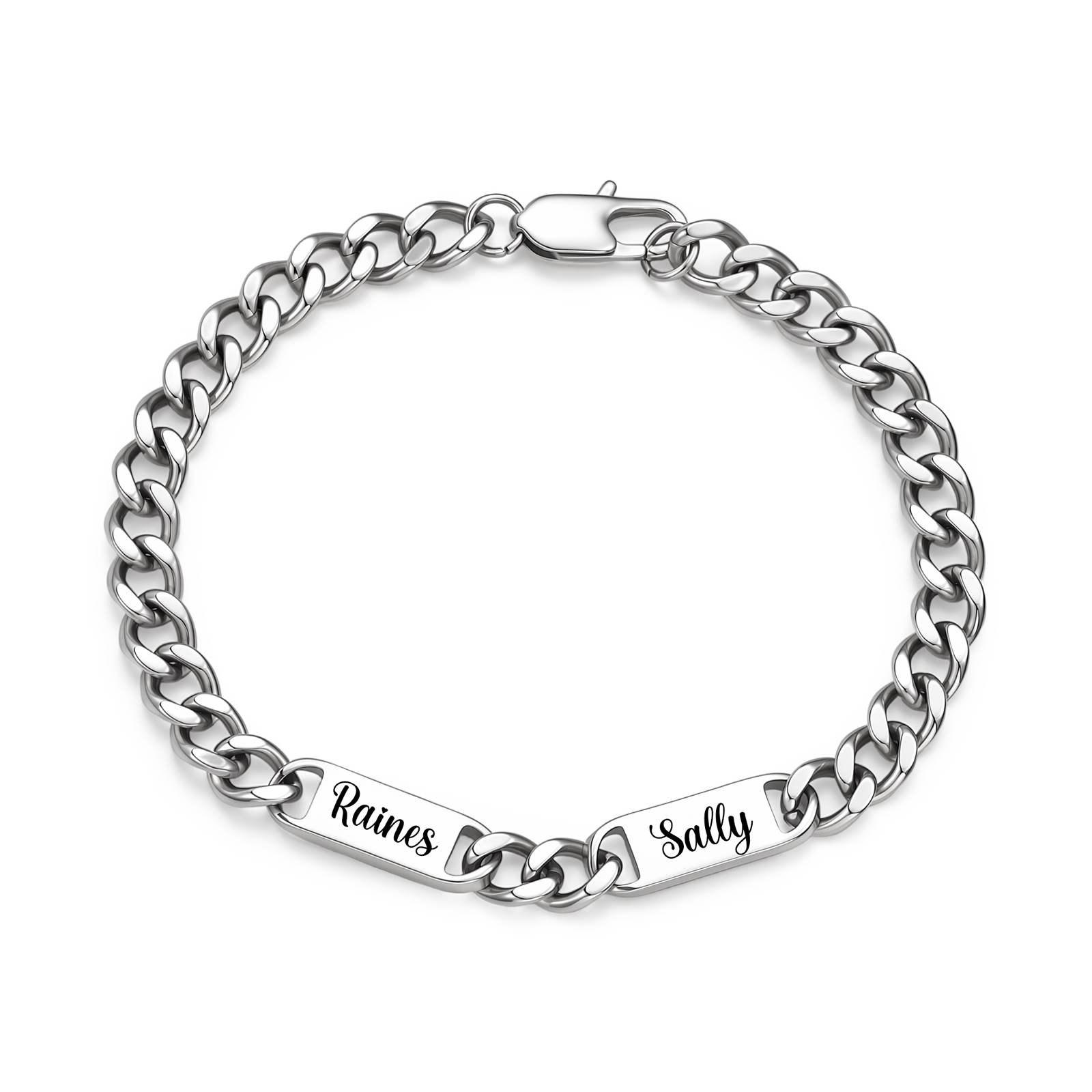 Personalized Cuban Link Bracelet For Men Customized with 2-6 Name Stainless Steel