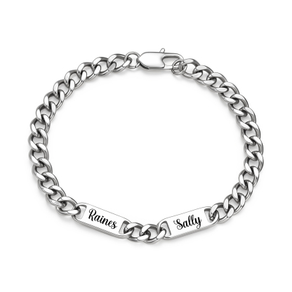 Personalized Cuban Link Bracelet For Men Customized with 2-6 Name Stainless Steel