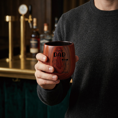Personalized Wooden Whisky Cup for Dad or Grandpa Custom with 2-16 Children and Names