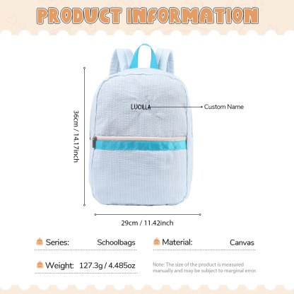 Personalized School Bag Custom Name Canvas Children Backpack Back To School Gift For Children