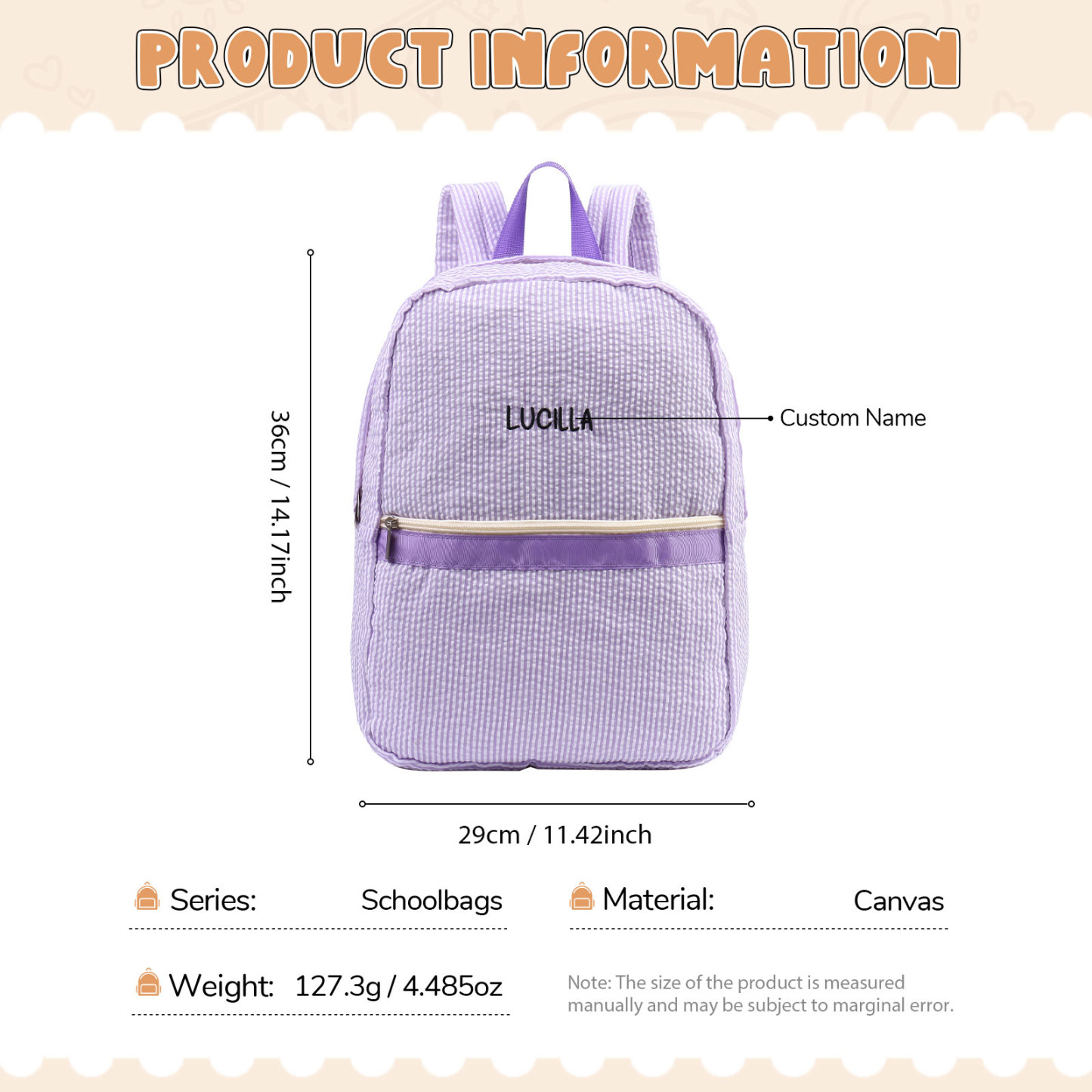 Personalized School Bag Custom Name Canvas Children Backpack Back To School Gift For Children