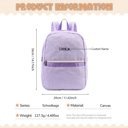 Personalized School Bag Custom Name Canvas Children Backpack Back To School Gift For Children