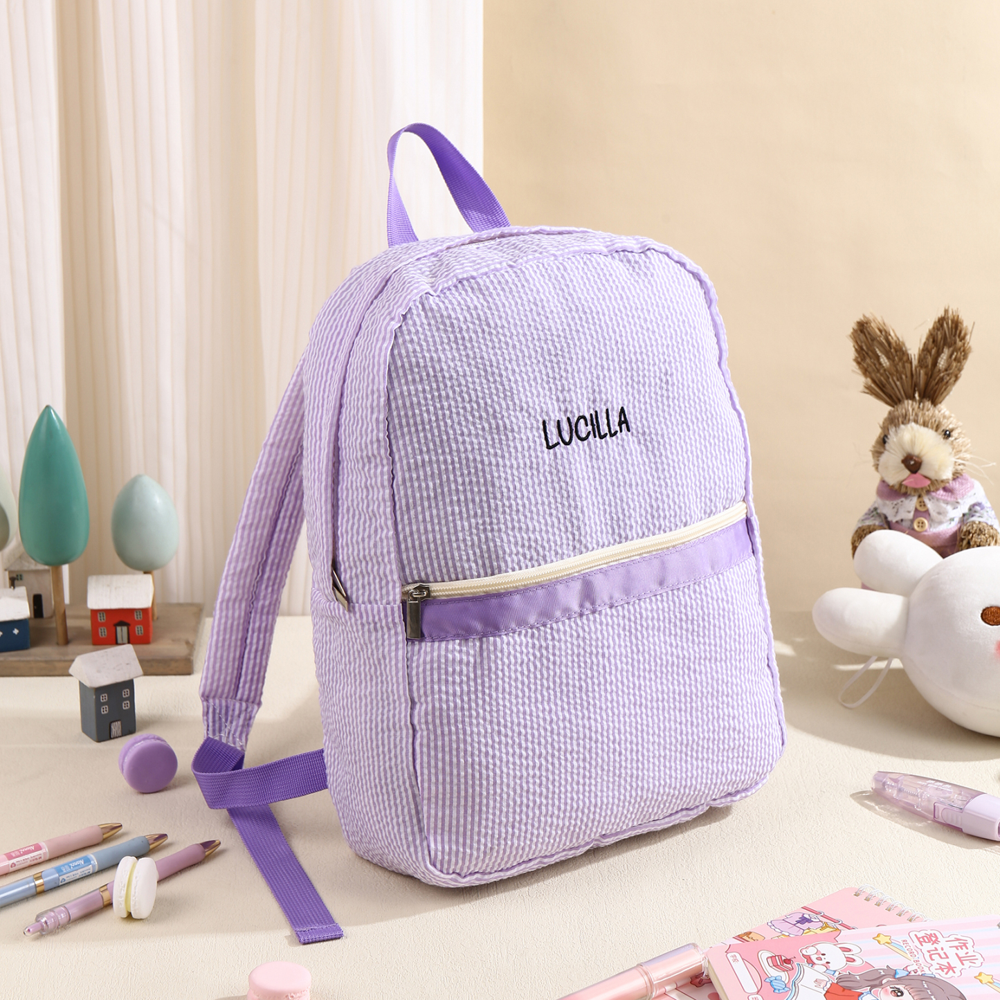 Personalized School Bag Custom Name Canvas Children Backpack Back To School Gift For Children