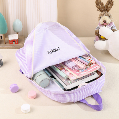 Personalized School Bag Custom Name Canvas Children Backpack Back To School Gift For Children