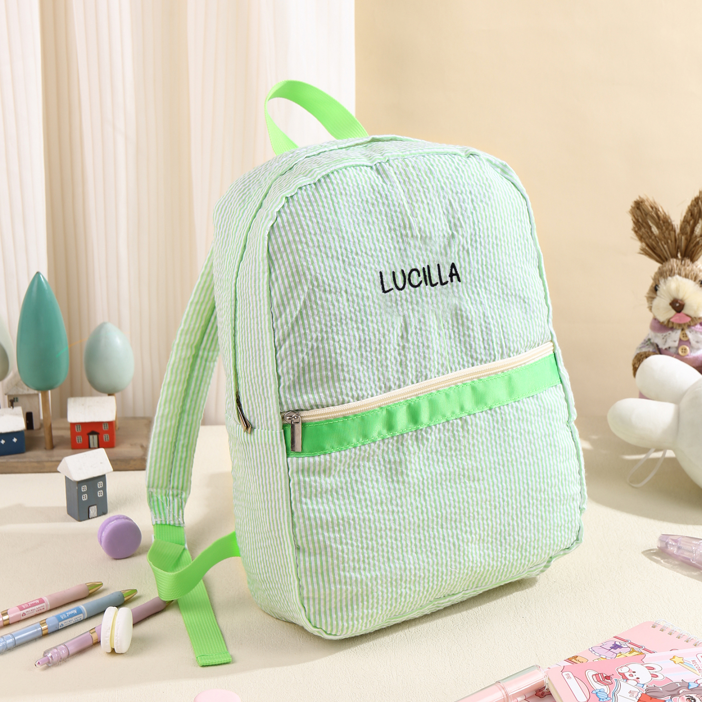 Personalized School Bag Custom Name Canvas Children Backpack Back To School Gift For Children