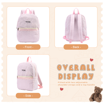 Personalized School Bag Custom Name Canvas Children Backpack Back To School Gift For Children