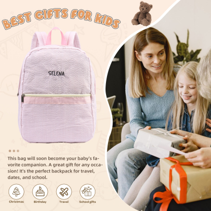 Personalized School Bag Custom Name Canvas Children Backpack Back To School Gift For Children