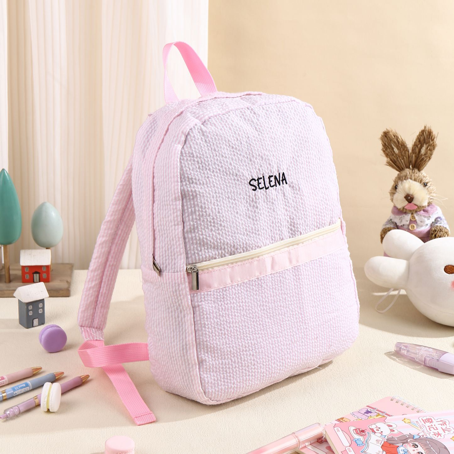 Personalized School Bag Custom Name Canvas Children Backpack Back To School Gift For Children