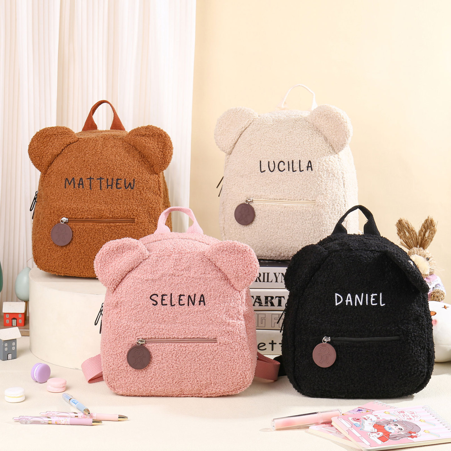 Personalized School Bag Custom Name Plush Children Backpack Children Back To School Gift