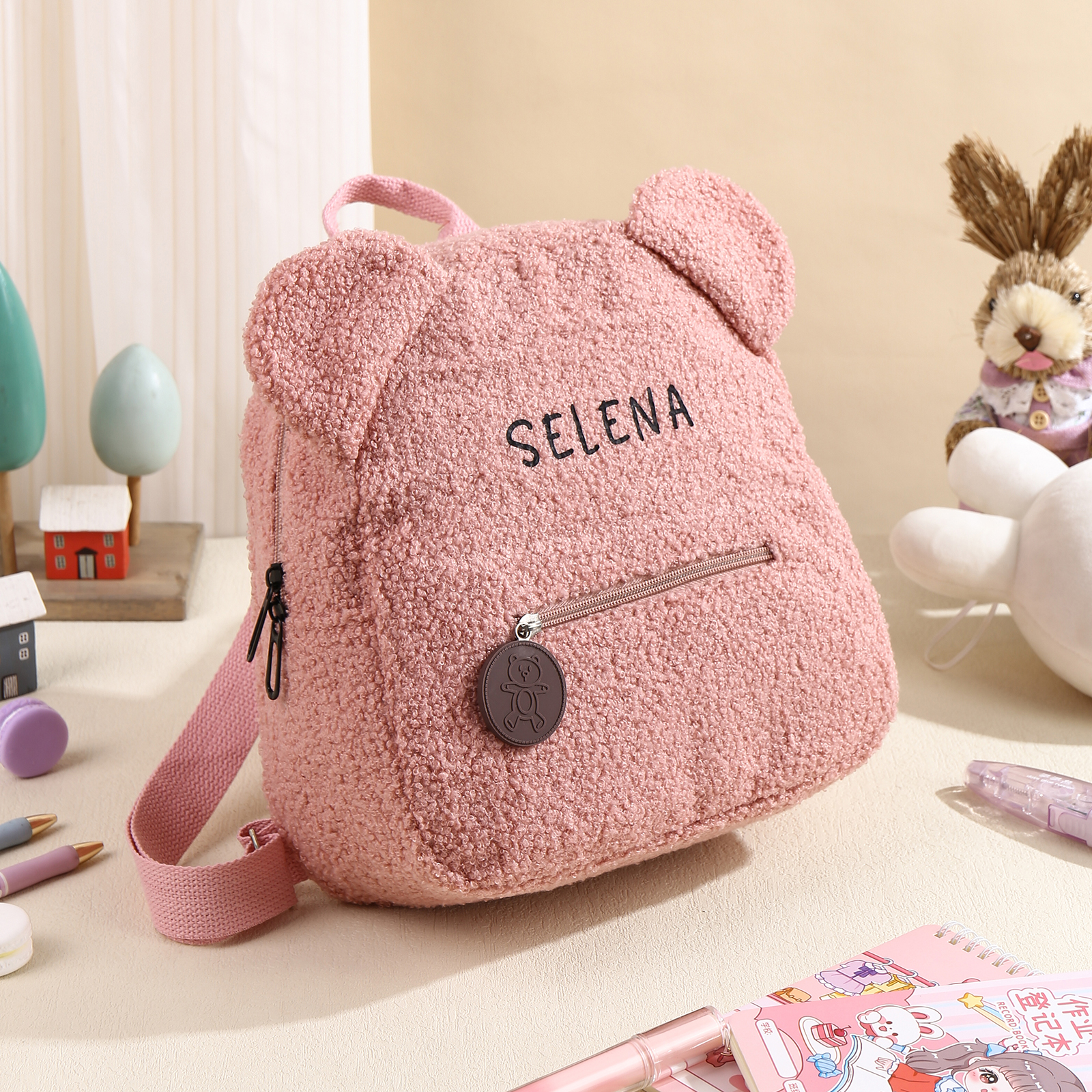 Personalized School Bag Custom Name Plush Children Backpack Children Back To School Gift