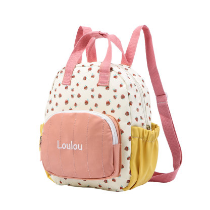 Personalised Kids' Backpack Embroidered with 1 Name Strawberry Print Practical and Heartfelt Gift for Girls | Jessemade