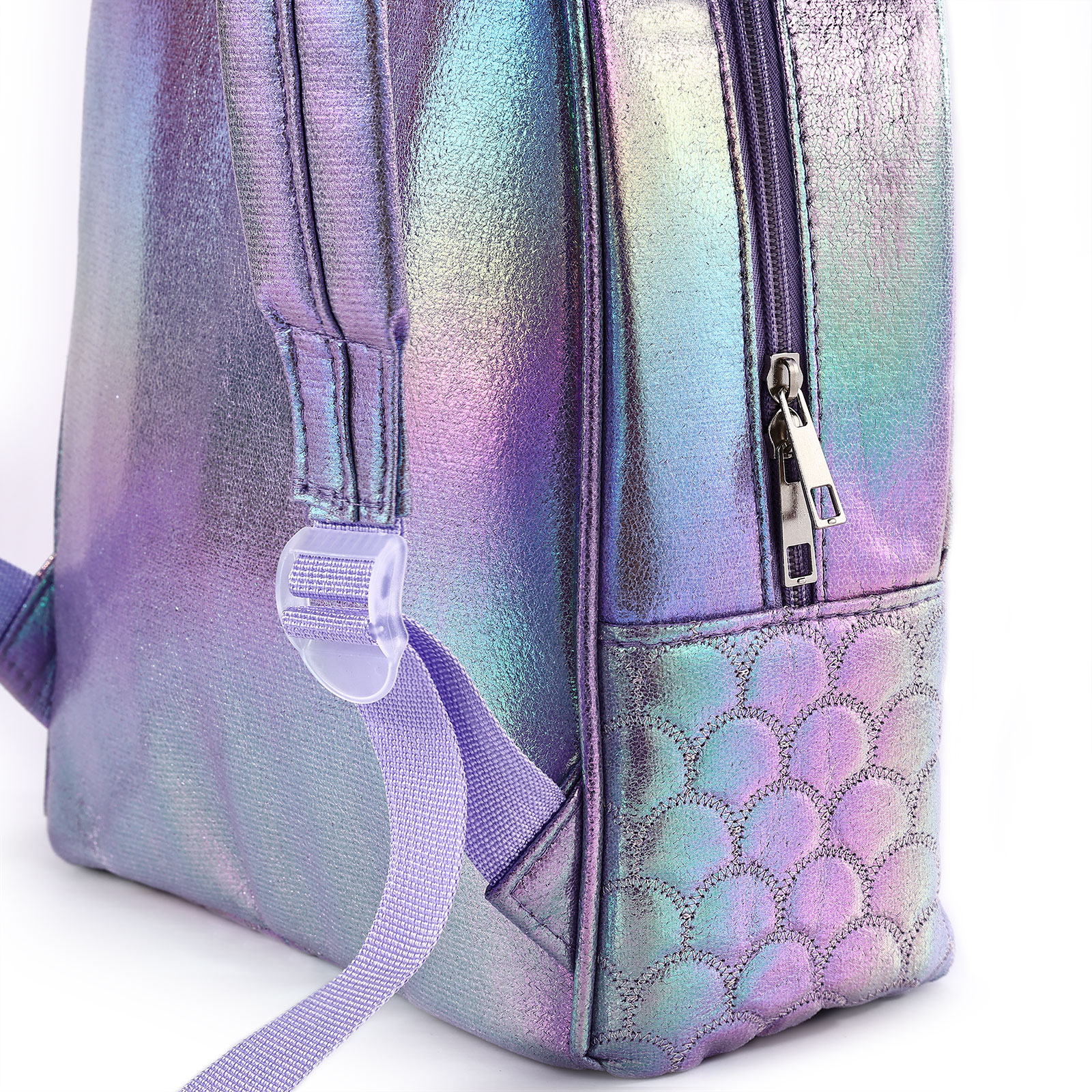 Personalised Embroidery Name Girls Mermaid Backpack Holographic Quilted Pattern Fish Tail Decor Classic Backpack Gift for Kids | Jessemade