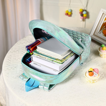 Personalised Embroidery Name Girls Mermaid Backpack Holographic Quilted Pattern Fish Tail Decor Classic Backpack Gift for Kids | Jessemade