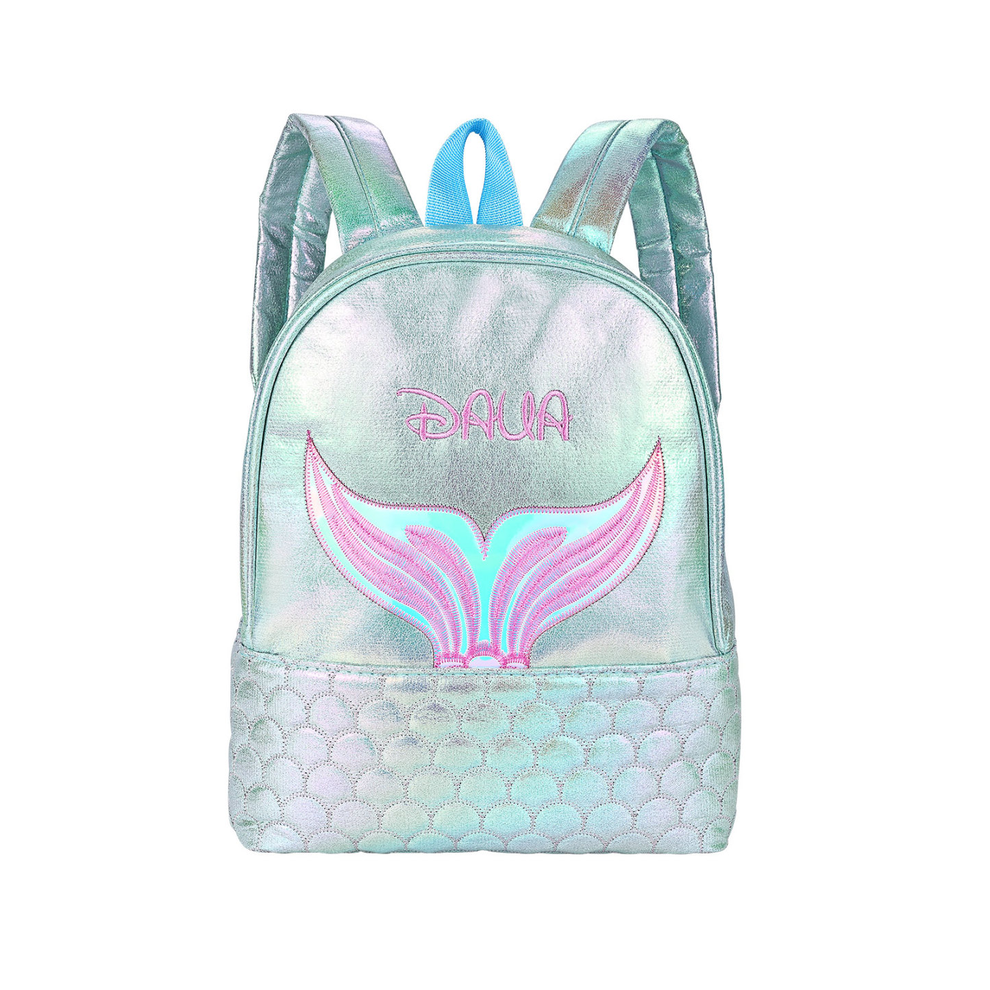 Personalised Embroidery Name Girls Mermaid Backpack Holographic Quilted Pattern Fish Tail Decor Classic Backpack Gift for Kids | Jessemade