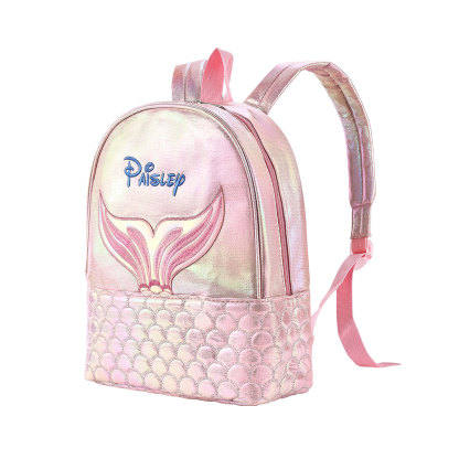 Personalised Embroidery Name Girls Mermaid Backpack Holographic Quilted Pattern Fish Tail Decor Classic Backpack Gift for Kids | Jessemade