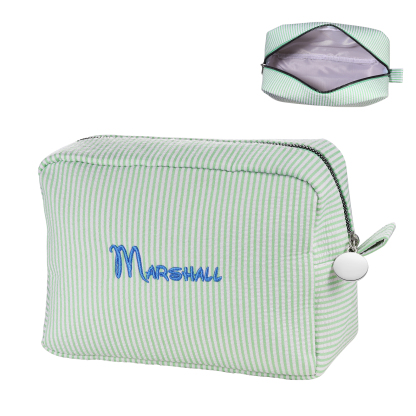 Personalised Striped Embroidered Bag – Custom Name Makeup/Wash Bag – Pink/Green/Blue/Yellow Options – Gift for Her | Jessemade