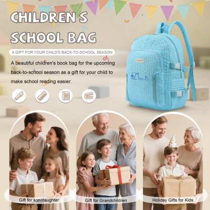 Personalized Children’s School Bag – Multiple Color & Font Choices & Custom Name - Large Capacity Backpack