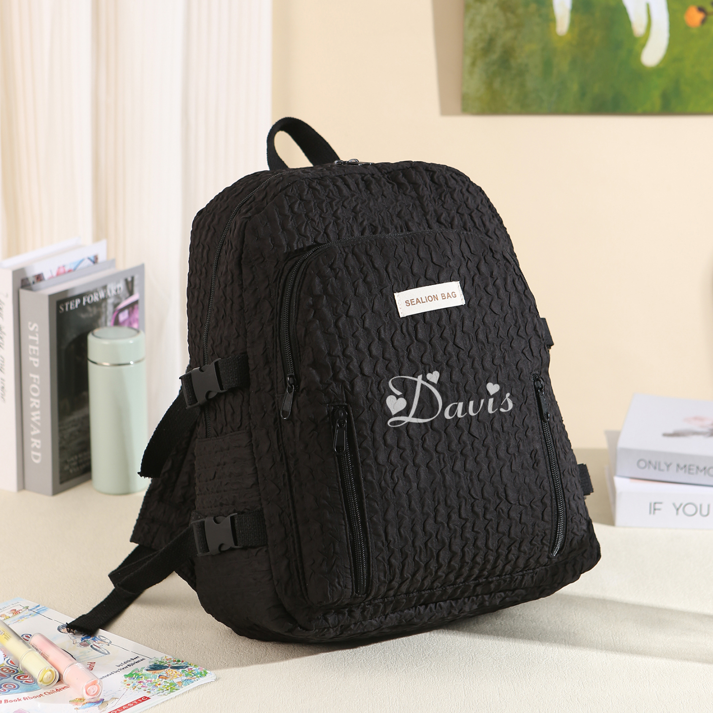 Personalized Children’s School Bag – Multiple Color & Font Choices & Custom Name - Large Capacity Backpack