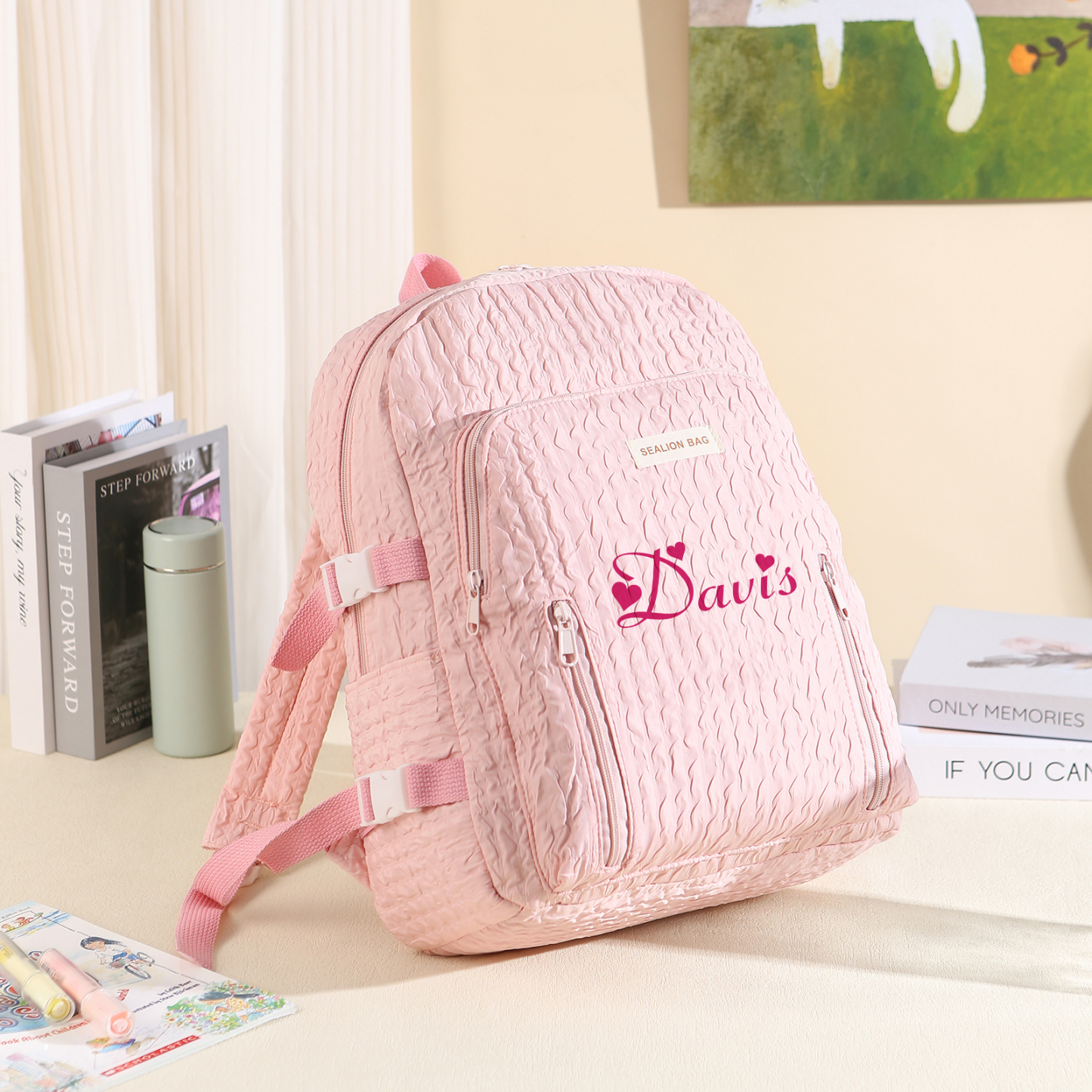 Personalized Children’s School Bag – Multiple Color & Font Choices & C