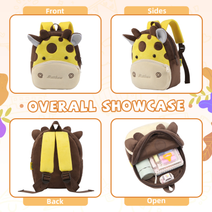 Adorable Plush Animal Schoolbag – Personalized Schoolbag with Name Embroidery for Children Multiple Cute Styles