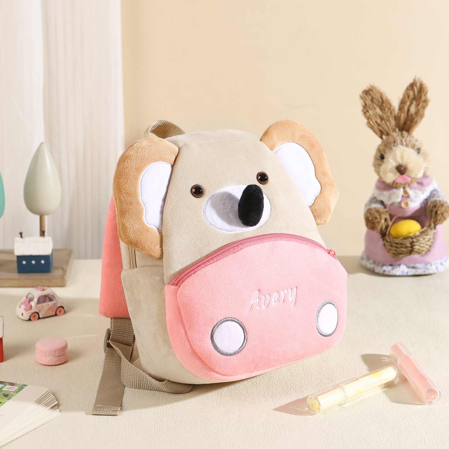 Adorable Plush Animal Schoolbag – Personalized Schoolbag with Name Embroidery for Children Multiple Cute Styles