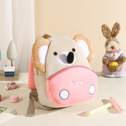 Adorable Plush Animal Schoolbag – Personalized Schoolbag with Name Embroidery for Children Multiple Cute Styles