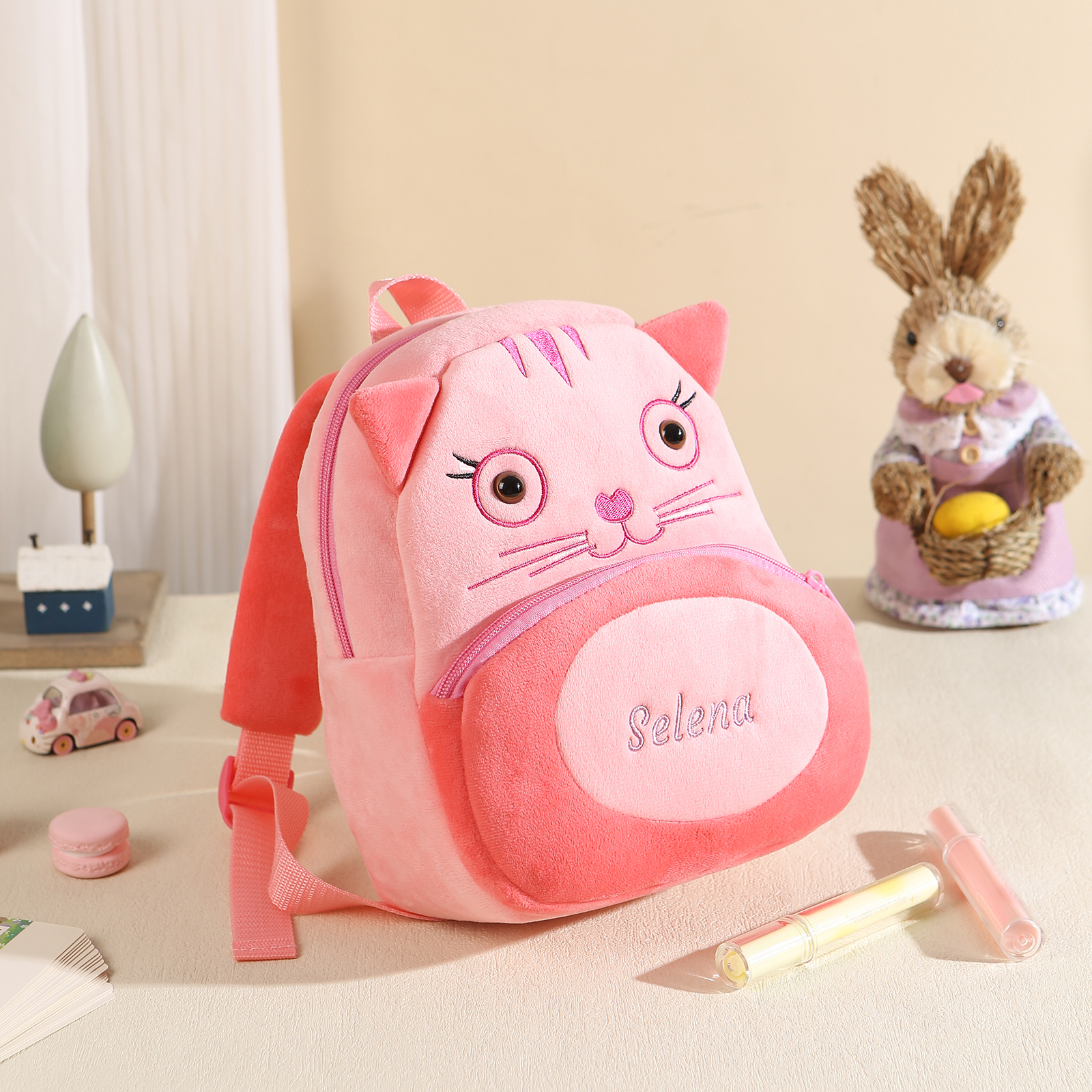 Adorable Plush Animal Schoolbag – Personalized Schoolbag with Name Embroidery for Children Multiple Cute Styles