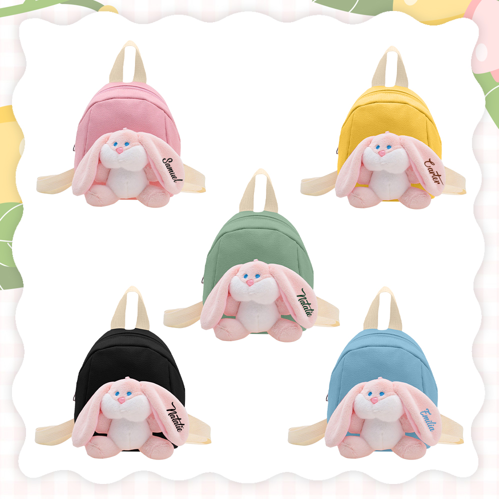 Personalized Plush Bunny Decorated Kids Backpack - Back-to-School events for Children, Lightweight & Adjustable