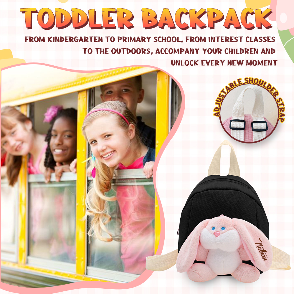 Personalized Plush Bunny Decorated Kids Backpack - Back-to-School events for Children, Lightweight & Adjustable