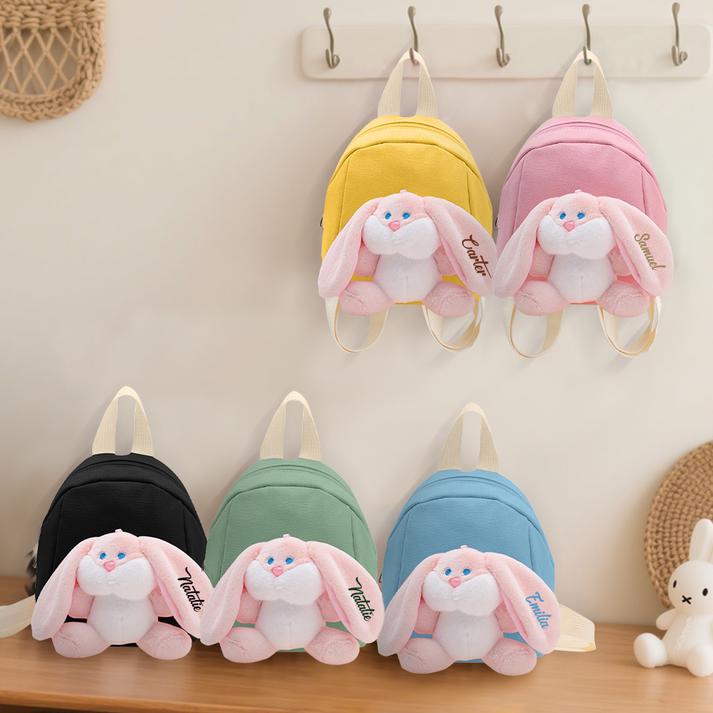 Personalized Plush Bunny Decorated Kids Backpack - Back-to-School events for Children, Lightweight & Adjustable