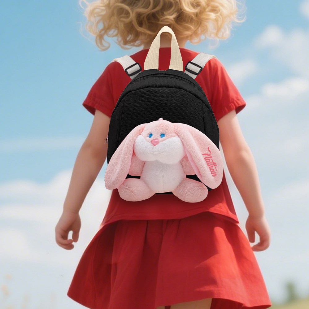 Personalized Plush Bunny Decorated Kids Backpack - Back-to-School events for Children, Lightweight & Adjustable