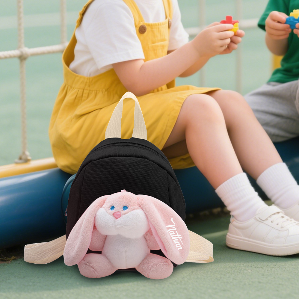 Personalized Plush Bunny Decorated Kids Backpack - Back-to-School events for Children, Lightweight & Adjustable