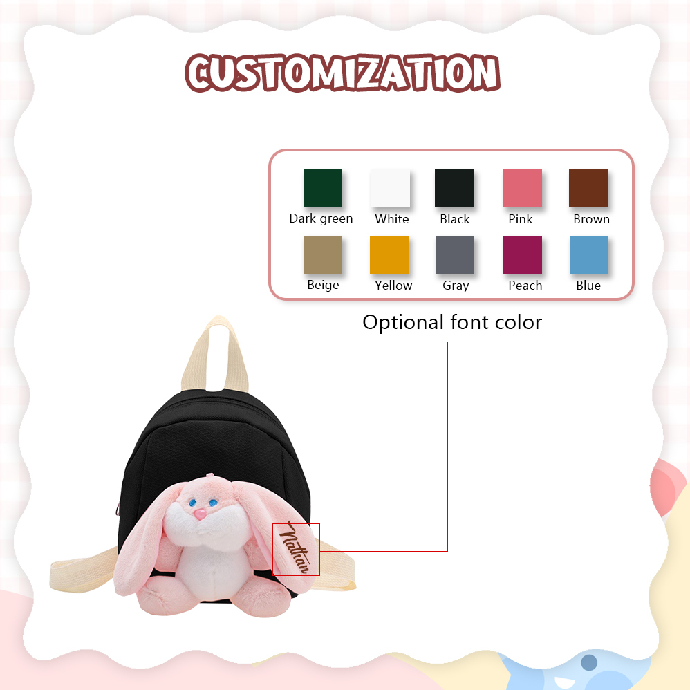 Personalized Plush Bunny Decorated Kids Backpack - Back-to-School events for Children, Lightweight & Adjustable