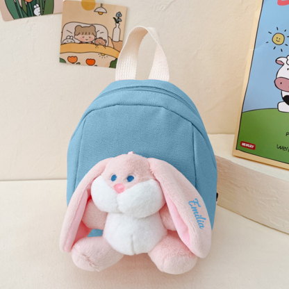 Personalized Plush Bunny Decorated Kids Backpack - Back-to-School even