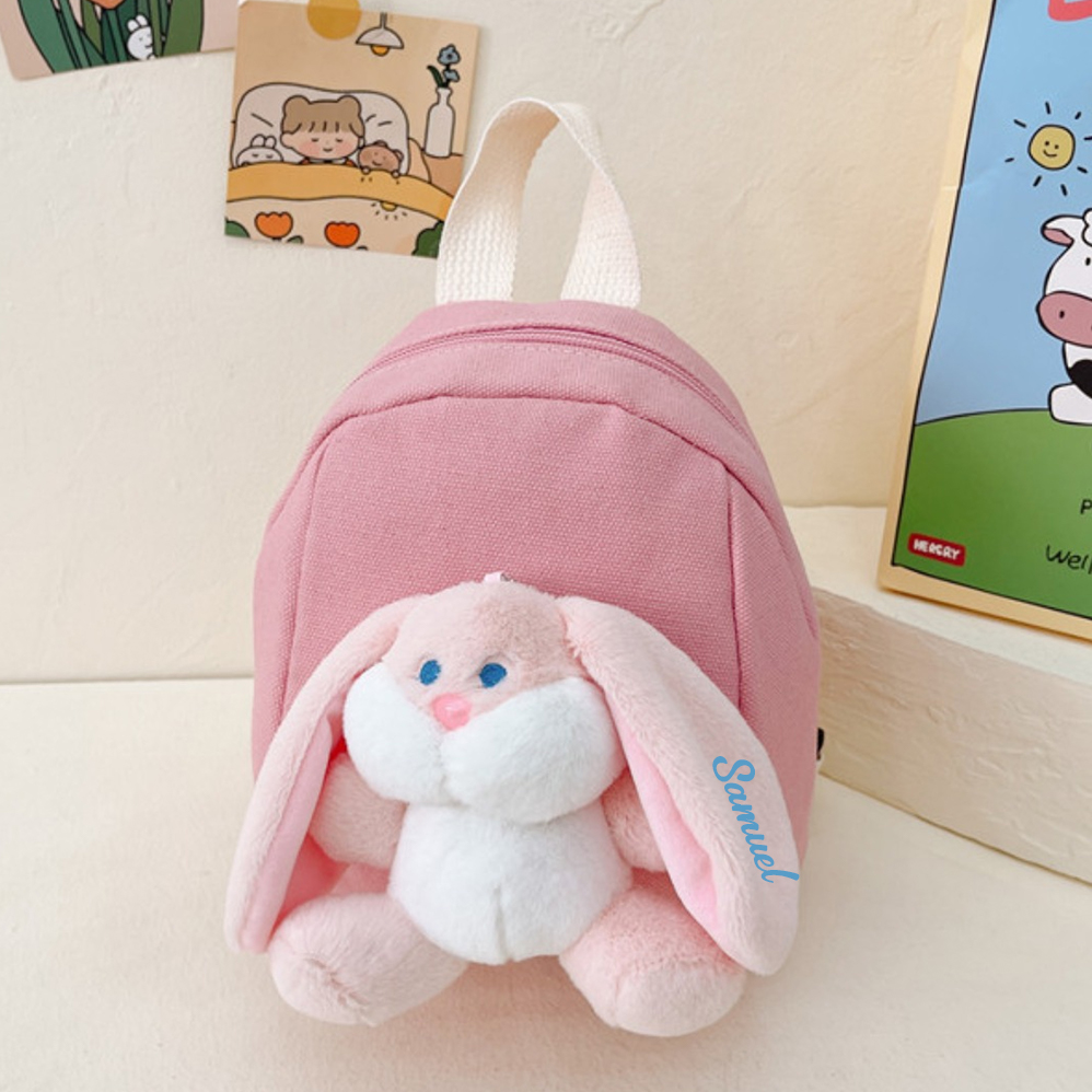 Personalized Plush Bunny Decorated Kids Backpack - Back-to-School events for Children, Lightweight & Adjustable