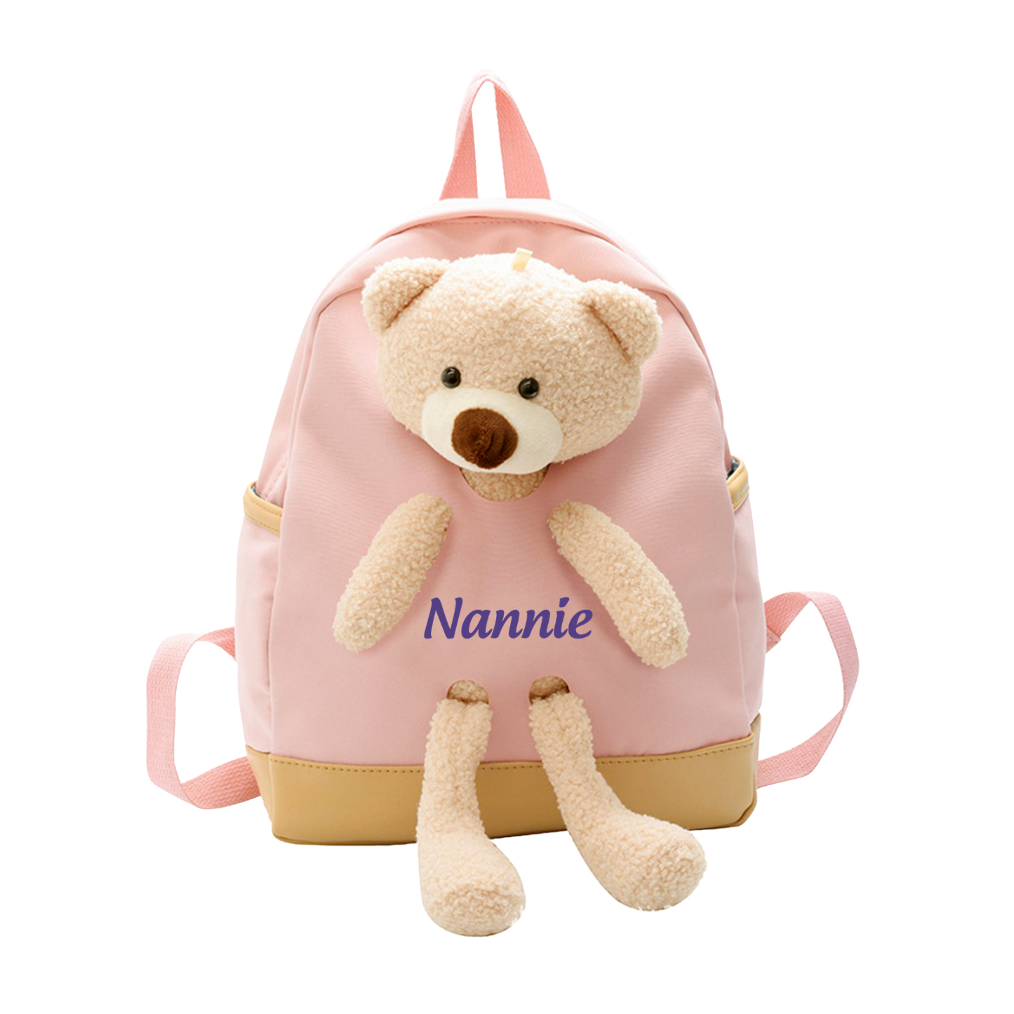 Personalized Kids Teddy Bear Backpack – Multi-Color Soft Nylon, Custom Name - Cute Gift for School & Travel