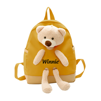 Personalized Kids Teddy Bear Backpack – Multi-Color Soft Nylon, Custom