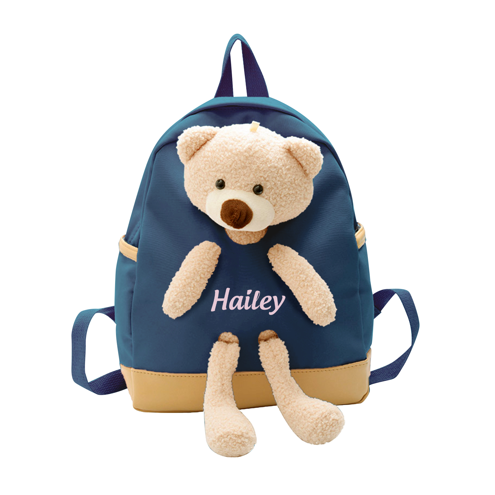Personalized Kids Teddy Bear Backpack – Multi-Color Soft Nylon, Custom Name - Cute Gift for School & Travel