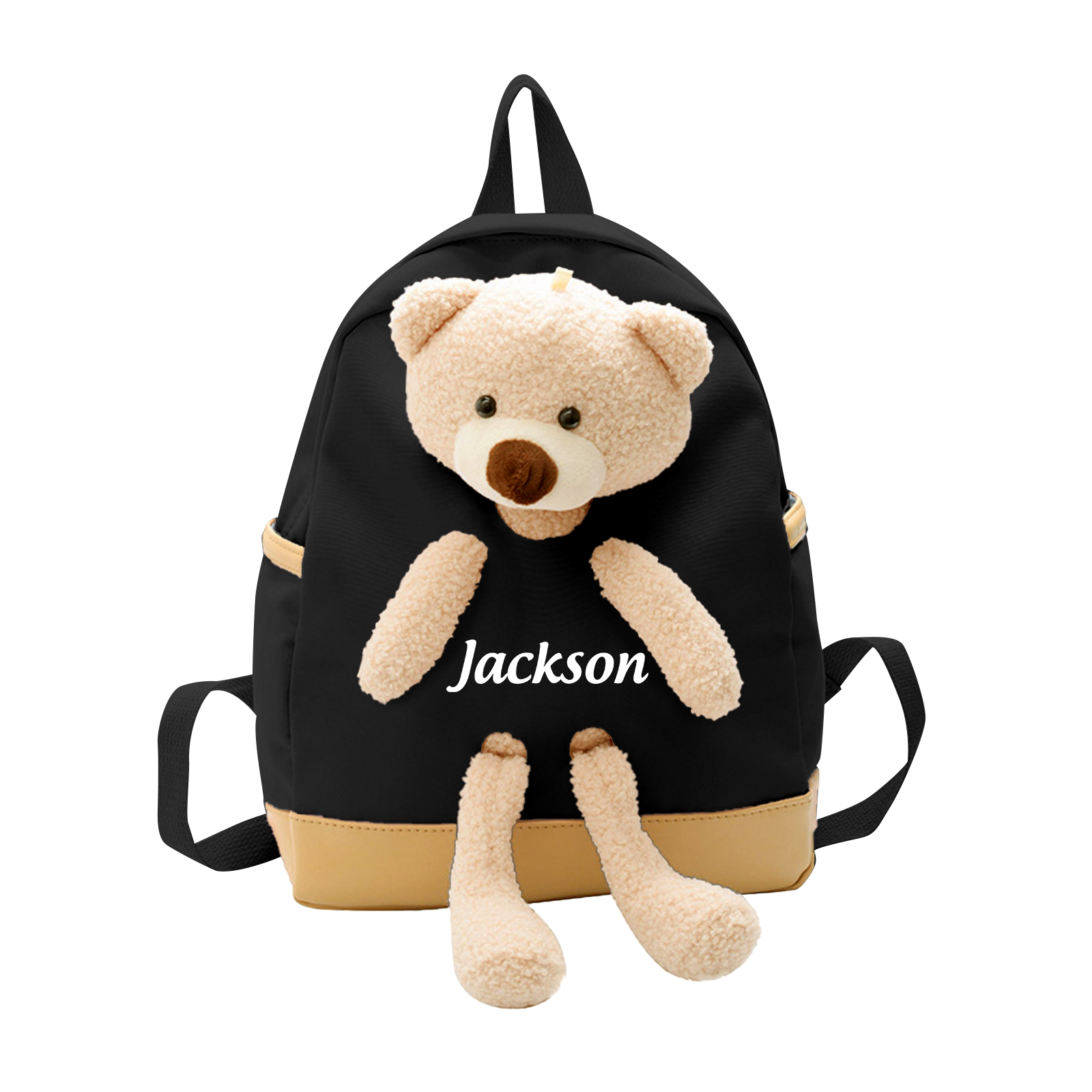 Personalized Kids Teddy Bear Backpack – Multi-Color Soft Nylon, Custom Name - Cute Gift for School & Travel