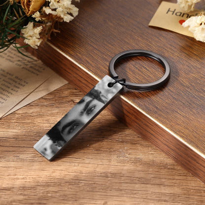 Personalized Photo Keychain Necklace Custom with Eyes Lips or Half Face Picture and Custom Text