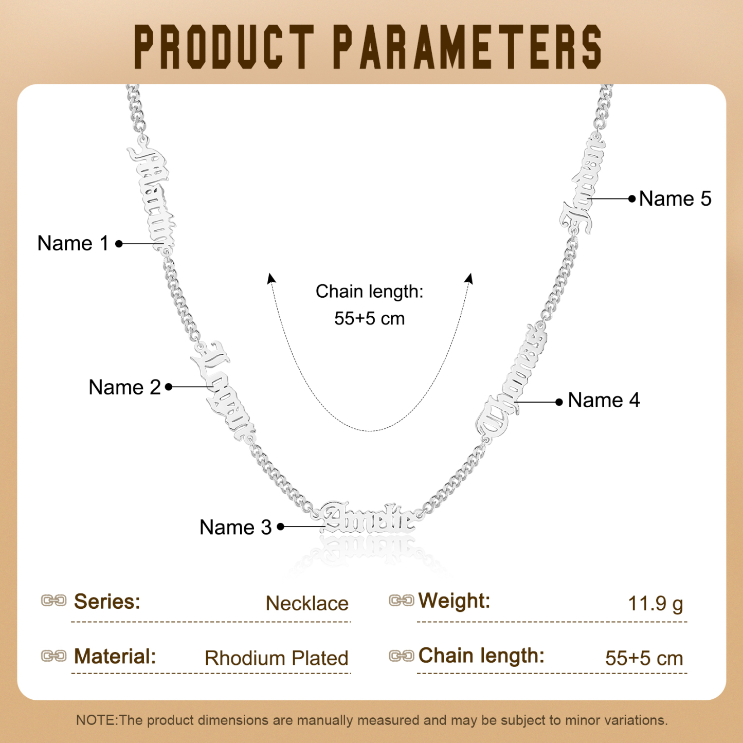 Personalized Gothic Men's Necklace with 1-5 Names