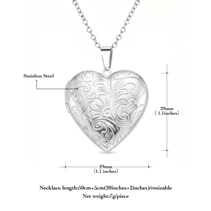 Personalized Heart Locket Necklace Custom with 2 Photos and NFC for Women