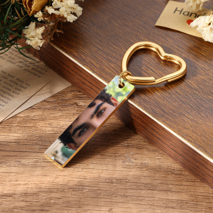 Personalized Photo Keychain Necklace Custom with Eyes Lips or Half Face Picture and Custom Text