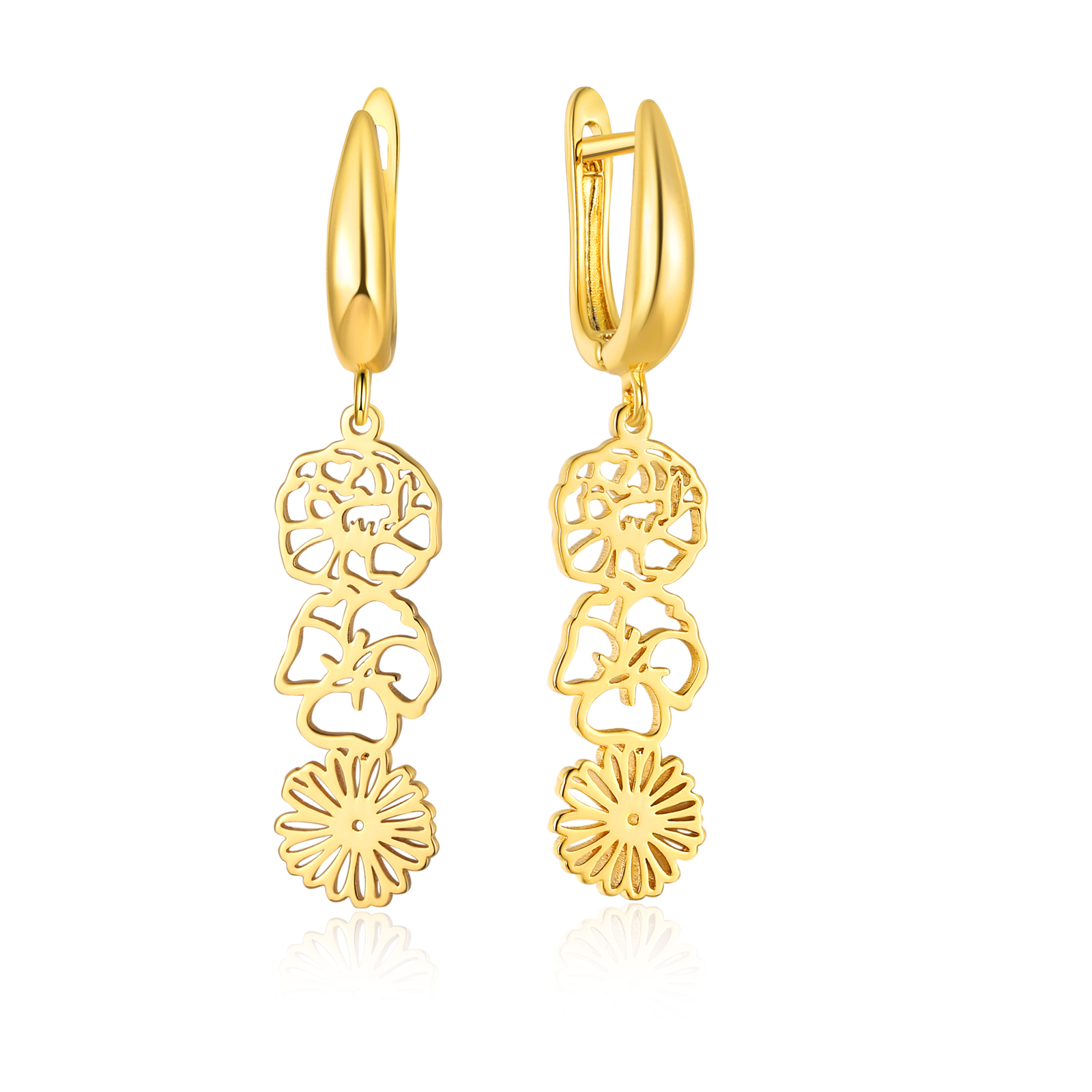 Personalized Birth Flower Earring Floral Dangle Earrings