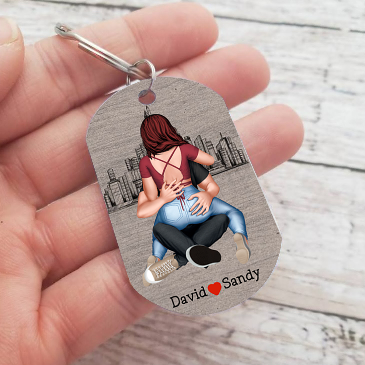 Personalized Cuddling Couple Keychain - I'll keep you forever yours