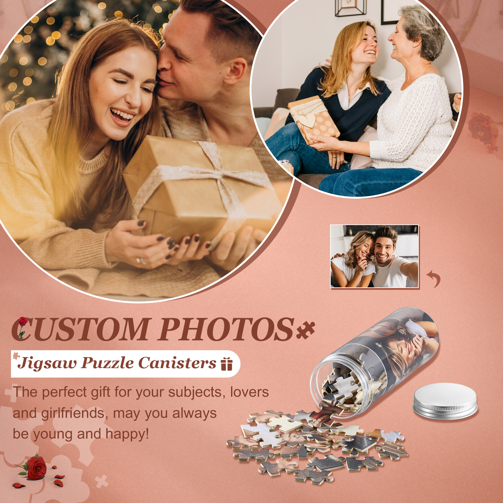 Personalized Canned Custom Photo Puzzle Custom 1 Photo 70 or 120 Pieces Gift for Her | Jessemade