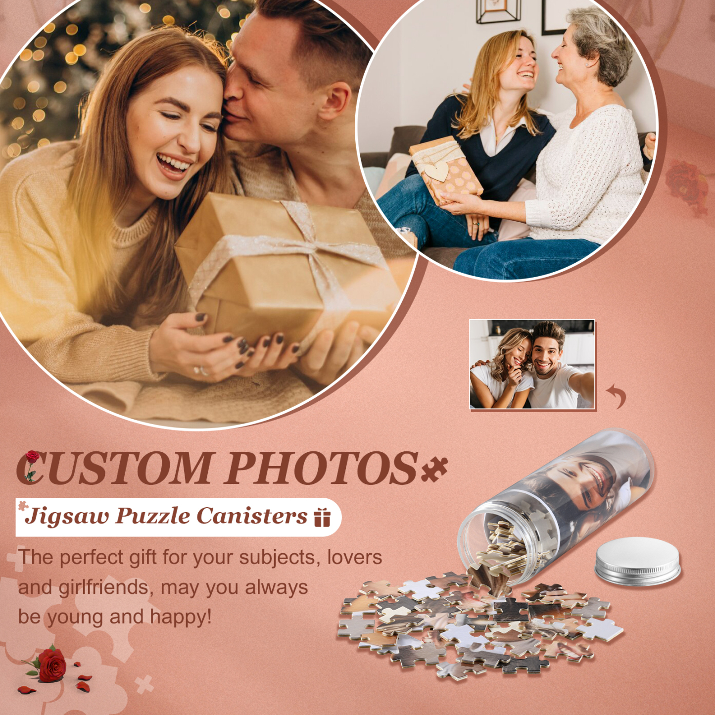 Personalized Canned Custom Photo Puzzle Custom 1 Photo 70 or 120 Pieces Gift for Her | Jessemade